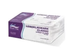 Pappershanddukar-Handduksark Pristine Classic V-fold 2-lagigt 25x22x11 cm,20 pk x 150 pk/krt