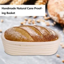 Bakning-Handgjord oblekt naturlig rotting Banneton jäsbar korg degbröd bakningssats 27,5x14x8cm