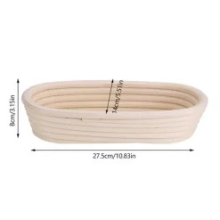 Bakning-Handgjord oblekt naturlig rotting Banneton jäsbar korg degbröd bakningssats 27,5x14x8cm