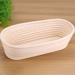 Bakning-Handgjord oblekt naturlig rotting Banneton jäsbar korg degbröd bakningssats 27,5x14x8cm