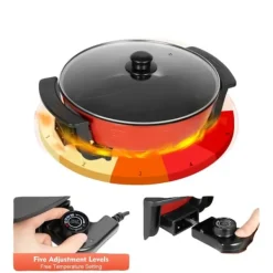 Elektriska Stekpannor & Wokar-Hetpanna, 6L kapacitet, 1360W effekt, 5 temperaturnivåer, 31 cm diameter