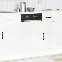 Diskmaskiner-Högglans vit diskmaskinspanel i konstruerat trä | Storlek: 45x1,5x67 cm