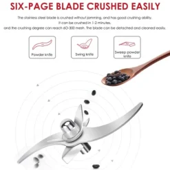 Höghastighets spannmålskvarn, 220V kvarn 500 g, för örter/kryddor/nötter/säd, överlastskydd, ljusgrå