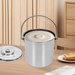 Hink i rostfritt stål - Ishink - 12 l - Med lock - Stor kapacitet - För catering & kök - Silver