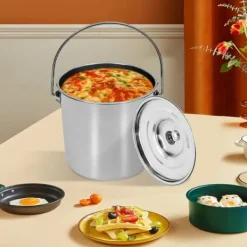 Hink i rostfritt stål - Ishink - 12 l - Med lock - Stor kapacitet - För catering & kök - Silver