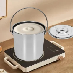 Hink i rostfritt stål - Ishink - 12 l - Med lock - Stor kapacitet - För catering & kök - Silver