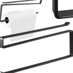 Hängande Hållare för Hushållspapper | Hushållspappershållare utan Borrning Svart