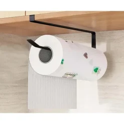 Hängande Hållare för Hushållspapper | Hushållspappershållare utan Borrning Svart