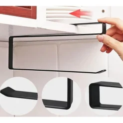 Hängande Hållare för Hushållspapper | Hushållspappershållare utan Borrning Svart