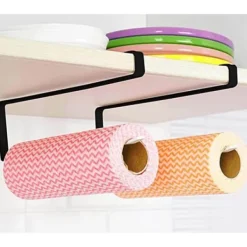 Hängande Hållare för Hushållspapper | Hushållspappershållare utan Borrning Svart