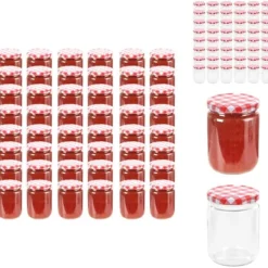 Honungsburkar-Honungsburkar - Living Syltburkar i glas med vita och röda lock 48 st 230 ml