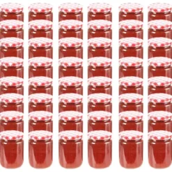 Honungsburkar-Honungsburkar - Living Syltburkar i glas med vita och röda lock 48 st 230 ml