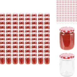 Honungsburkar-Honungsburkar - Living Syltburkar i glas med vita och röda lock 96 st 230 ml
