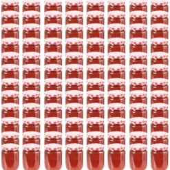 Honungsburkar-Honungsburkar - Living Syltburkar i glas med vita och röda lock 96 st 230 ml