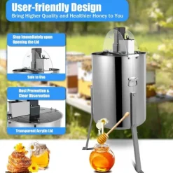 Honungsburkar-Honungsslungare - Elektrisk 4-ram - Rostfritt stål - Hastighet 270 varv/min - Kapacitet 10 kg - Silver
