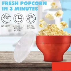 Popcornmaskiner-Hopfällbar Popcorn Maker skål - Gör popcorn i mikrovågsugnen - röd