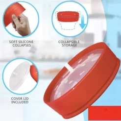 Popcornmaskiner-Hopfällbar Popcorn Maker skål - Gör popcorn i mikrovågsugnen - röd