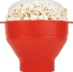 Hopfällbar Popcorn Maker skål - Gör popcorn i mikrovågsugnen - röd