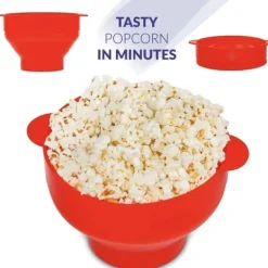 Hopfällbar Popcorn Maker skål - Gör popcorn i mikrovågsugnen - röd