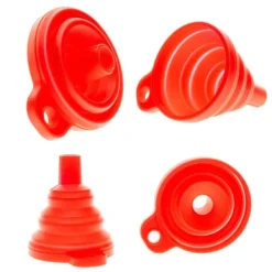 Trattar-Hopfällbar röd silikontratt - universell, hållbar, enkel att förvara