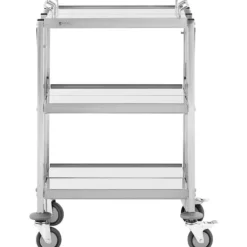 Tillbehör För Matservering-Hopfällbar serveringsvagn, rostfritt stål, 3 hyllplan, upp till 90 kg