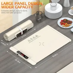 Matuppvärmare-Hopfällbar Silikon Värmebricka – 5 Värmelägen, Barnlås & Auto-Off, Perfekt för Matvarmhållning & Resor