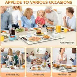 Matuppvärmare-Hopfällbar Silikon Värmebricka – 5 Värmelägen, Barnlås & Auto-Off, Perfekt för Matvarmhållning & Resor