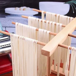 Hopfällbar Träpasta Torkställning Bokträ Nudelspaghetti Hållare