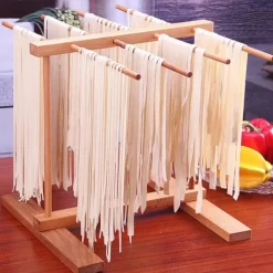 Hopfällbar Träpasta Torkställning Bokträ Nudelspaghetti Hållare
