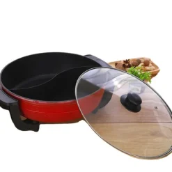 Matuppvärmare-Hot Pot, Högkvalitativ aluminium, Kastrullens diameter 30 cm, Djup 10 cm, 1360W effekt, 360° uppvärmning