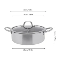 Hot Pot/Fonduegryta - Delad Yin-Yang - 32 cm - 304 Rostfritt Stål - Med Skedar - Militärgrön