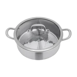 Hot Pot/Fonduegryta - Delad Yin-Yang - 32 cm - 304 Rostfritt Stål - Med Skedar - Militärgrön