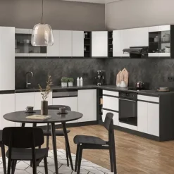 Hörnkök R-Line, 257 x 277 cm J-Shape, PT Ek, vit/antracit, Vicco