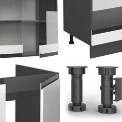 Hörnkök R-Line, 257 x 277 cm J-Shape, PT Ek, vit/antracit, Vicco