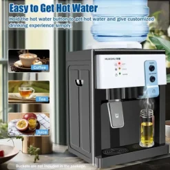 Vattenkylare-HS-09 varm- och kallvattenkylare, fristående toppmatad dispenser, för hem/kontor, svart