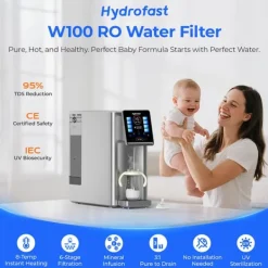 Vattenkylare-Hydrofast W100 vattenrenare - 8 temperaturinställningar RO-filtrering UV-sterilisering 4 liters tank 2200W omedelbart varmvatten