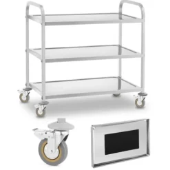 Tillbehör För Matservering-3-hyllad servitörsvagn av rostfritt stål