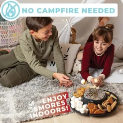 2-i-1 Elektrisk Fondue & Smores Maker Set – Smält Choklad, Inomhus Kit med 4 Grillpinnar & Avtagbara Brickor