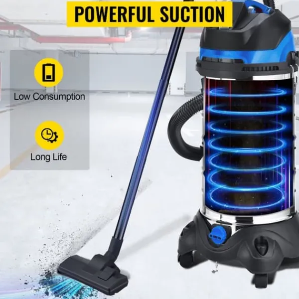 3-i-1 1200W 40L tank våt och torr dammsugare med 4 hjul, starkt sug, automatisk dammskakning, säker, vattentät, kompletta tillbehör