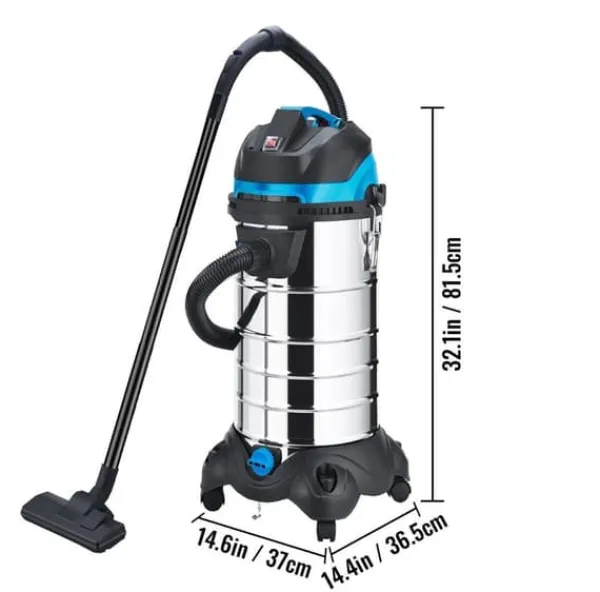 3-i-1 1200W 40L tank våt och torr dammsugare med 4 hjul, starkt sug, automatisk dammskakning, säker, vattentät, kompletta tillbehör