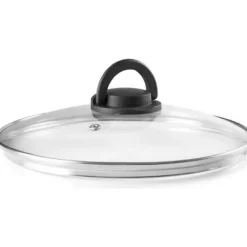 Ibili Skållock-970918 Fällbart handtagslock, glas, transparent, 18 x 18 x 3 cm