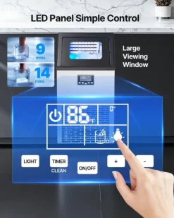 Ismaskiner-IJsblokjesmachine - Commerciële ijsmachine - Productie 45 kg/dag - Opslag 13 kg - Vrijstaand/onderbouw - Roestvrij staal - Zelfreinigend