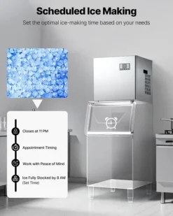 Industriell ismaskin - Ismaskinshuvud - 181 kg/dygn - Rostfritt stål - Självrengöring - Tjockleksjustering - Endast huvud