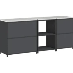 Industriellt köksförvaringsset med hylla och dörrar - 3 delar | Färg: Antracit | Storlek: 210x50x92 cm