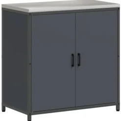 Industriellt köksförvaringsset med hylla och dörrar - 3 delar | Färg: Antracit | Storlek: 210x50x92 cm