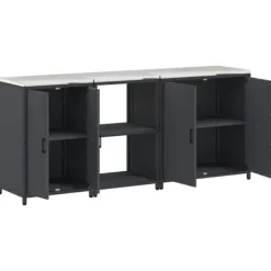 Industriellt köksförvaringsset med hylla och dörrar - 3 delar | Färg: Antracit | Storlek: 210x50x92 cm