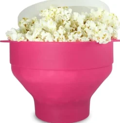 Popcornmaskiner-INF Popcornskål silikon hopfällbar Rosa