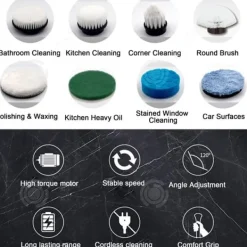 INN elektrisk rengöringsborste 2500mAh teleskopisk långrör multifunktions uppladdningsbar handrengöringsborste för hemmet