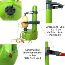 Matskalare & Urkärningsverktyg-INN Elektrisk skalare 28x15x14cm Snabb roterande skalare Praktisk och säker Utbyttbar blad Halkfri bas för enkel rengöring