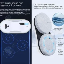 Rengöringsmedel-INN Fönsterputsrobot 5600pa 40 ml vattentank fönsterputsrobot med fjärrkontroll och 10 trasor och säkerhetslina
